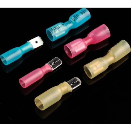 MDD/FDD Heat Shrink Crimp Terminals Kit Insulated Butt Wire Connector Electrical Cable Male Female Docking Spade Terminal