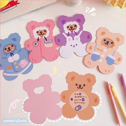 MINKYS New Arrival 10pcs/lot Cute Bear Postcard Paper Wish Envelope Greeting Card Festival Gift Card Kawaii School Stationery