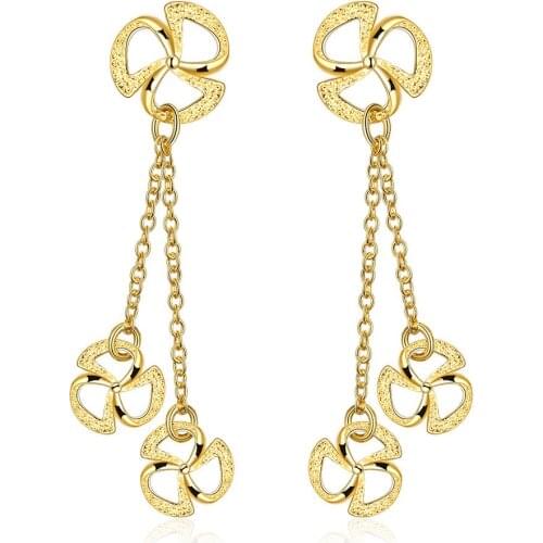 New Arrival Gold Color Earrings for Women Wedding Decoration Hyperbole Design Wholesale Jewelry Gift