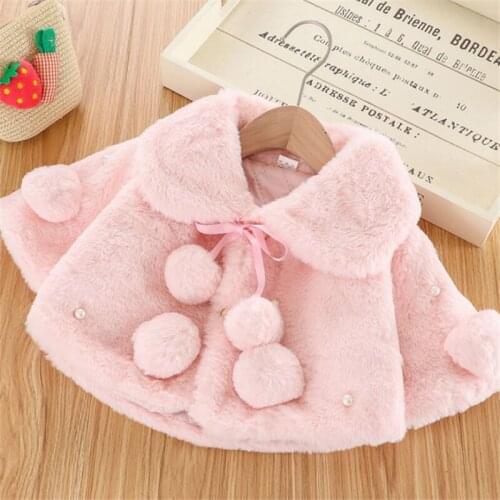 New Winter Baby Girls Clothes Plush ball Coat Fleece Jacket Warm Snowsuit 1-4Y Baby Lapel Jacket Childrens Outerwear
