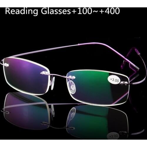 Rimless Reading Glasses Men Titanium Alloy Fold Women Square Eyeglasses Presbyopic Frameless Eyewear +1.0 +1.5 +2.0 +2.5 +3.0 +4