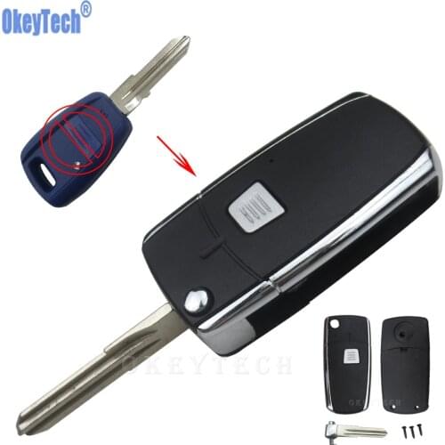 OkeyTech Folding Flip Remote Car Key Case For Fiat 500 Ducato Punto Bravo Replacement Car Key GT15R Fob Blank Uncut Blade Shell