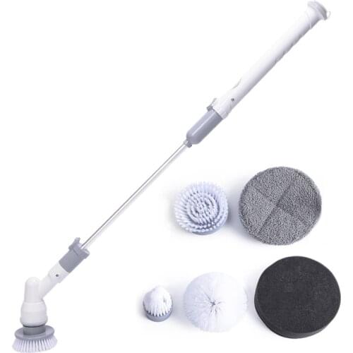 Rechargeable Wireless Electric Cleaning Machine Long Handle Telescopic Floor Tile Bathtub Wall Glass Cleaning 5 Brush Heads
