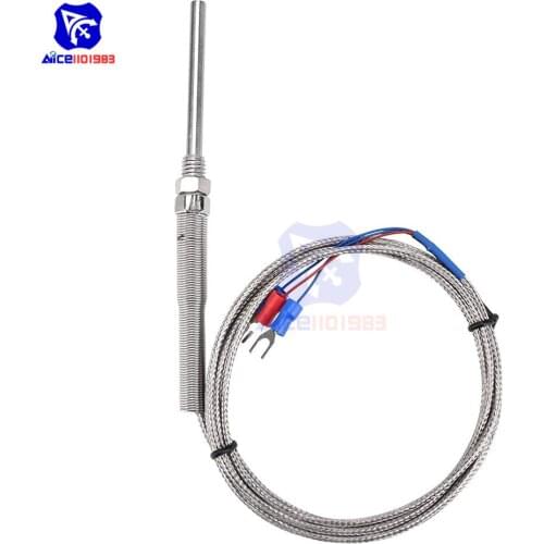 Diymore PT100 Platinum Resistor Thermocouple Temperature Sensor Probe M8 2 Meter Length Thread PT100 3-wires Connector 0 -150
