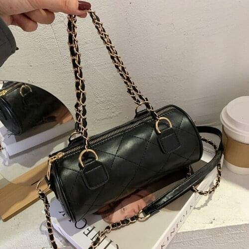 Weave Design PU Leather Crossbody Bags For Women 2020 Luxury Solid Color Shoulder Handbags Chain Cross Body Bag Baguette Bag