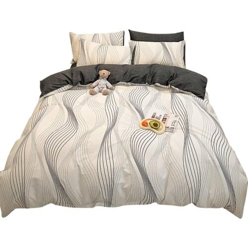 Light Luxury Ins Simple Pure Cotton Bed Four-Piece Set 100 Cotton Nordic Style Bed Sheet Summer Quilt Cover Fitted Sheet