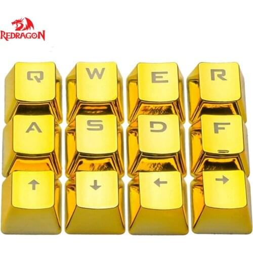 Redragon OEM Profile Electroplated Metal Texture Keycap Backlight Keycap For Cherry MX Mechanical Gaming Keyboard Golden KeyCaps