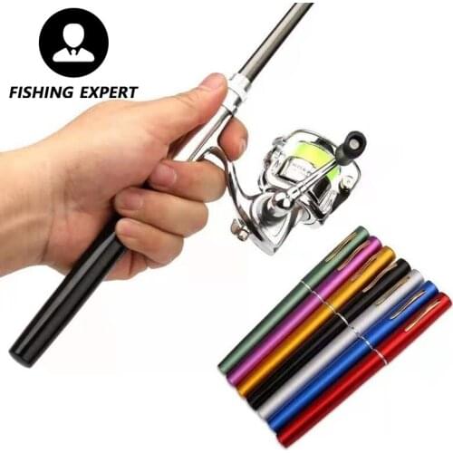 1.4m Lure Tackle Pole Pen Shape Folded Fishing Rod with Reel Wheel Portable Super Light Travel Hard FRP Mini Freshwater Kastking