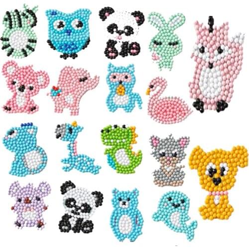DIY Cartoon Animals Kids Round Diamond Painting Stickers Full Drill Diamond Painting Kits Embroidery Cross Stitch For Kids