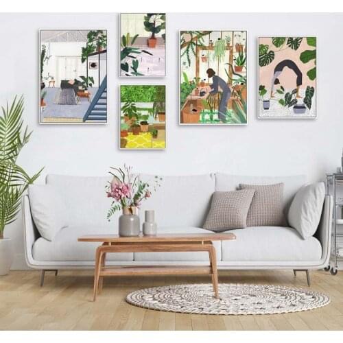 Nordic Abstract Golden Plants Canvas Painting Scandinavian Wall Art Posters Prints Vintage Wall Pictures For Living Room Decor