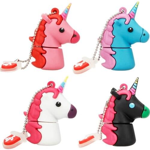 Silica gel cle usb flash drive 32GB 16GB cartoon unicorn pendrive 128GB 64GB pen drive 8GB flash usb 2.0 memoria usb stick Key