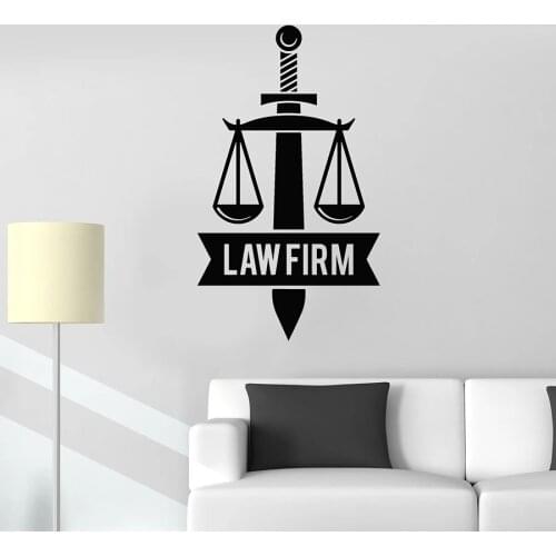 Scales Justice Wall Decal Creative Sword Mural Law Firm Office Court Interior Decor Door Window Vinyl Stickers Removable M955