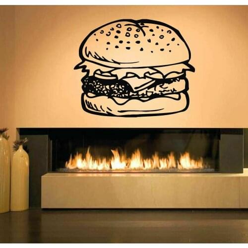 Vinyl Art Wall Sticker Hamburger Food Kitchen restaurant Wall Decals hamburger Wall Decor Removable Waterproof Wallpaper X993