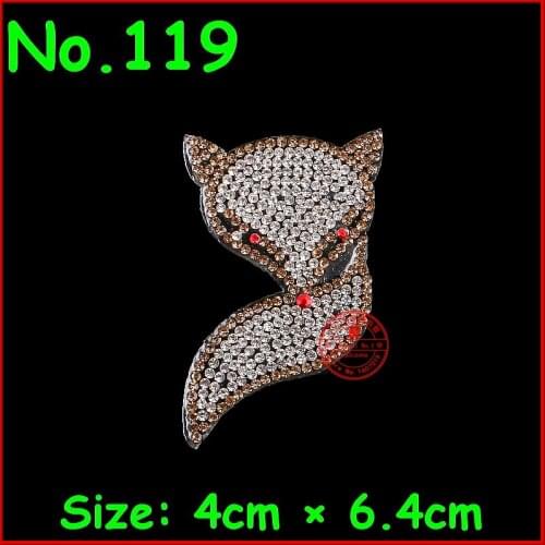 1 pcs/lot Fox Hot Fix Motifs Iron On Crystal Rhinestones Patches Applique bead Jewelry For Kids Women DIY Clothing Wedding Dress