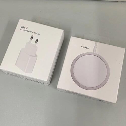 10 sets 15W Magnetic Fast Wireless Charger For iPhone 12 Pro Max 12 Mini & EU Plug Fast 20W Charger in Original Package Box