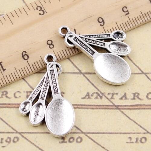 10pcs Charms Three Kitchen Spoon 31x20mm Tibetan Silver Color Pendants Antique Jewelry Making DIY Handmade Craft Pendant