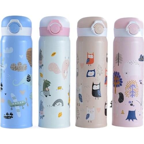 500ml Cartoon Stainless Steel Vacuum Flasks Portable Cute Thermos Mug Travel Thermal Water Bottle Tumbler Thermocup