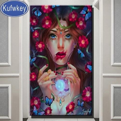 5d diy diamond painting"Rose Girl"mosaic cross stitch Portrait 3d embroidery diamond round square stones Can be Mysterious box