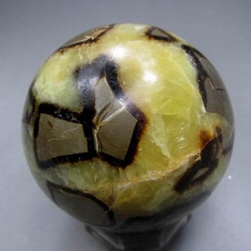 671g / 60mm Septarian Dragon Stone Golden Calcite Sphere - crystals and stones healing Mineral specimen Home Decor XX0324/13