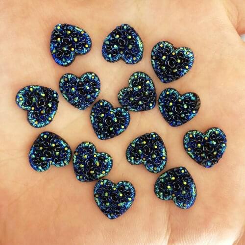 80pcs AB Resin Rose Heart Flatback Flower Rhinestone Child Scrapbook Wedding DIY F271*2