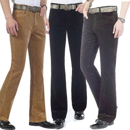 Mens Autumn New Mens Micro Horn Casual Pants Korean Elastic Slim Corduroy Casual Flare Pants More Sizes 27-38