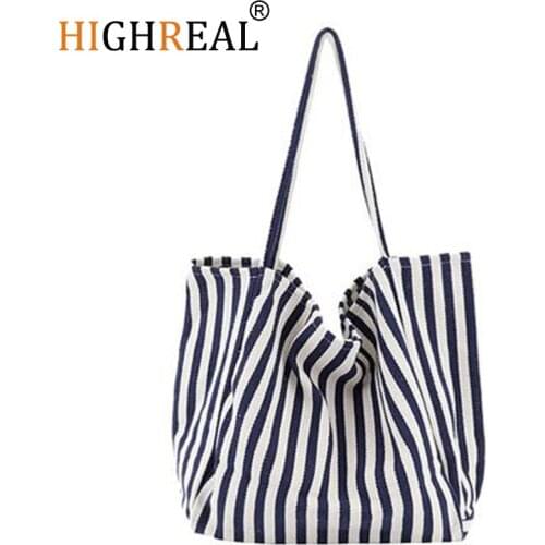 HIGHREAL Designer Large Capacity Canvas Totes Striped Womens Handbag Women Shopping Bag Women Vintage Retro Shoulder Bags