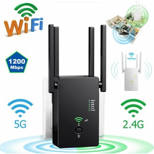 Wifi Repeater Dual Band 1200Mbps Wireless 2.4G / 5G Wifi Extender Router Wifi Signal Amplifier Signal Booster Wi Fi Access Point