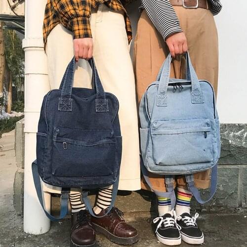 Denim School Bag Teenager Backpack Ladies High Capacity Women Backpacks 2021 Travel Bag Students Mochila Bolsa harajuku backpack