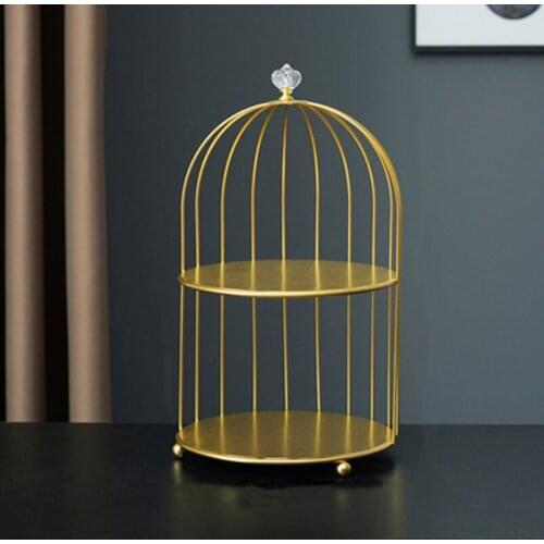 European Style Bird Cage Cake Stand Dessert Dessert Storage Rack Wrought Iron Bird Cage Decoration Home Desktop Storage Rack