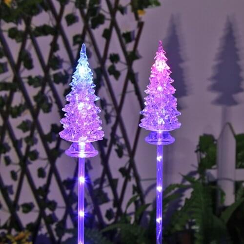 Solar Powered Christmas Tree Night Light 6LED Highlight Color Changing Outdoor Garden Grass Lawn Plug-In Decorative Land Lamp