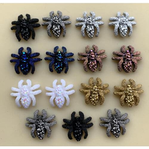 Hot Sale Halloween Party Mixed Colors Flatback Resin Black Spider Witch Decorations Christmas Event Supplies 13mm 90pcs -B70A