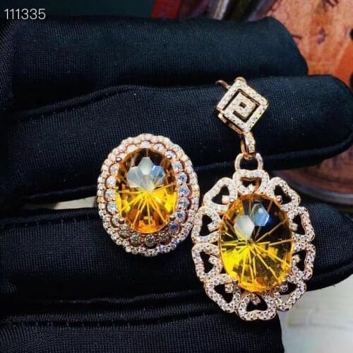 KJJEAXCMY exquisite jewelry 925 sterling silver inlaid Topaz Pendant Necklace Ring suit support detection