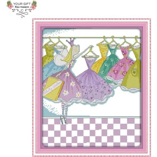 Joy Sunday K758 Counted and Stamped Home Decor The Little Princess Of New Clothes Needlework Embroidery Cross Stitch kits