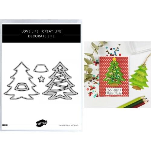 YIXUAN Christmas Tree Metal Cutting Dies DIY Scrapbooking Dies Photo Album Decor Embossing Paper Cards Diary 2022 New Year Gifts