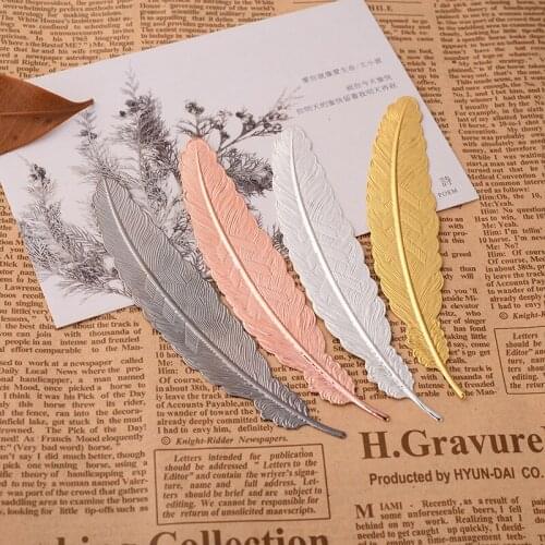 100 PCS/lot Cute Metal Silver Plated Feather Bookmark Chinese Style Vintage Page Marker Nice Cool Book Markers School Supplies
