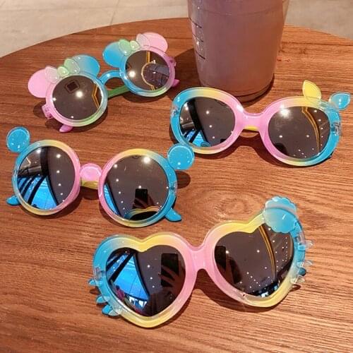 Elbru Boy and Girl Cute Cartoon Shape Fashion Round Sunglasses Children Vintage Sunglasses UV Protection Fashion Kids Sunglasses