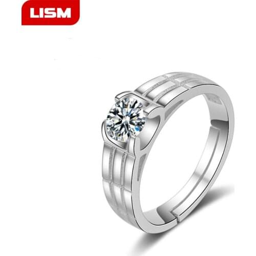 2019 Mens Rings Adjustable Fashion Silver Plated Cubic Zirconia Men Ring Male Finger Rings for Jewelry Gift New Year