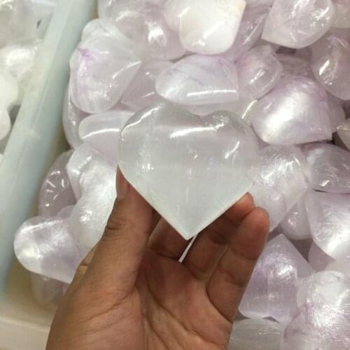 Natural polished selenite Crystal gemstone heart meditation reiki healing Mental Clarity selenite remove negative energy as gift