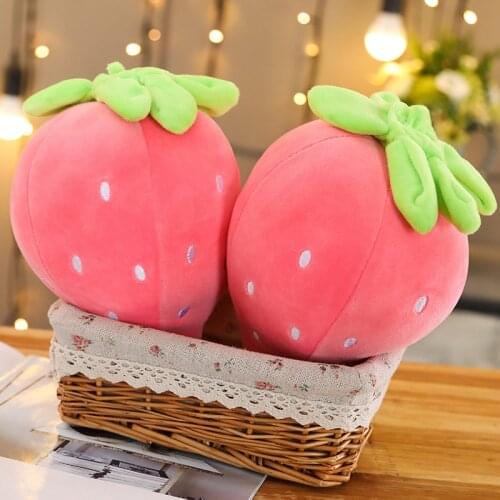 New 1pc 20cm Pink Strawberry Soft Plush Food Fruits Toy Down Cotton Stuffed Plants Plushie Decor Kids Gift