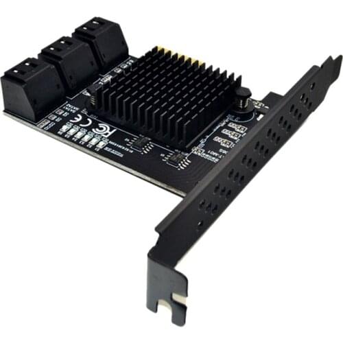 PCIe SATA Card PCIe X1 SATA Gen3 88SE9215 6 Gbps Expansion Card Built-in Eight-Port SATA3.0 Disk Riser Card Array Card