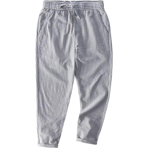 Stripe Men Pants Loose Drawstring Straight Trousers Cotton Casual Japanese Fashion Jogging Man Clothing 2020 Joggers