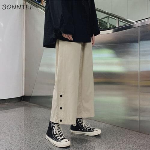 Casual Pants Women Baggy Ladies Trousers Leisure Trendy Straight Popular Ins Daily Pure Spring Ankle-Length Rivet Design Ulzzang