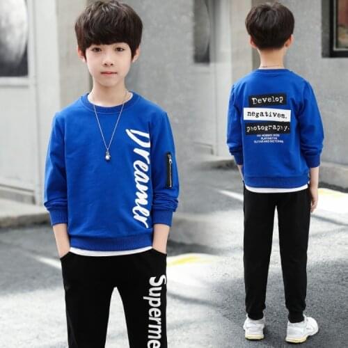 Boys Casual Clothes Set Long-sleeve T-shirt+Trousers Sport Suit for Girl Teen Long Sleeve Sweatshirt Hoodies Pant
