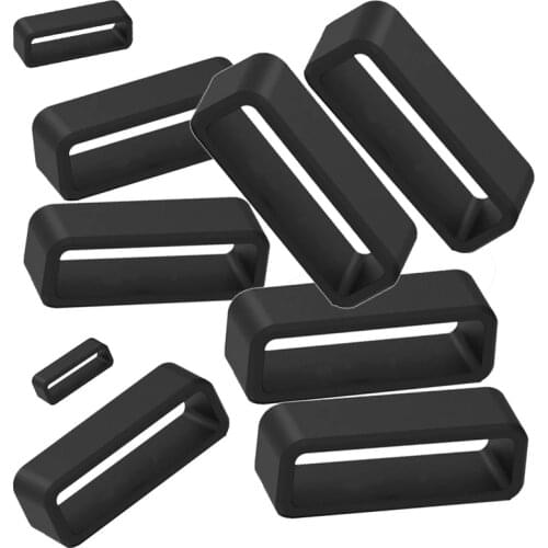 4Pc Black Watchbands 12 14 16 18 20 22 24 26 28 30mm Strap Loop Ring Silicone Rubber Watch Bands Accessories Holder Locker