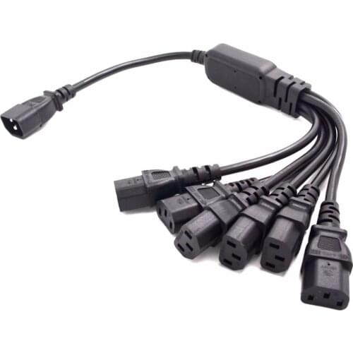IEC 320 C14 Male Plug to 6XC13 Female Y Type Splitter Power Cord , C14 to 6 x C13, 250V/10A