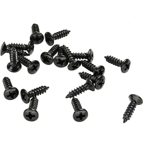 Musiclily Basic 2.5x10mm Metal Metric Thread Guitar Truss Rod Cover Mounting Screws for Epiphone Les Paul, Black (Set of 20)