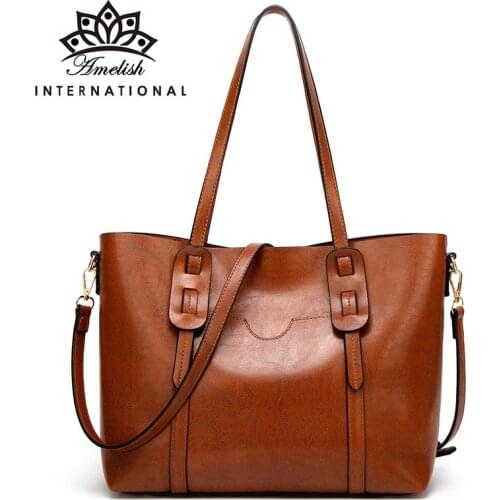 AMELISH Large Capacity Top-handle Totes Bag 2021 Vintage Ladies Shoulder Handbags for Women Travel Shopping Messenger Bags