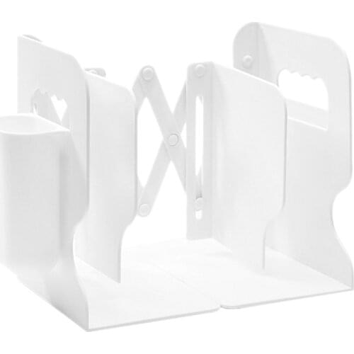 Retractable Bookends for Shelves Book Support Stand Adjustable Bookshelf with Pen Holder Desk Organizer Office