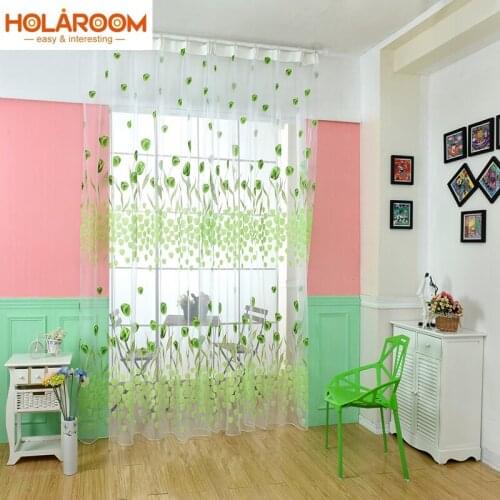 Tulip Flower Printed Curtain Flower Pattern Voile Curtains for Living Room Home Decoration Curtain 3 Color 100*200CM