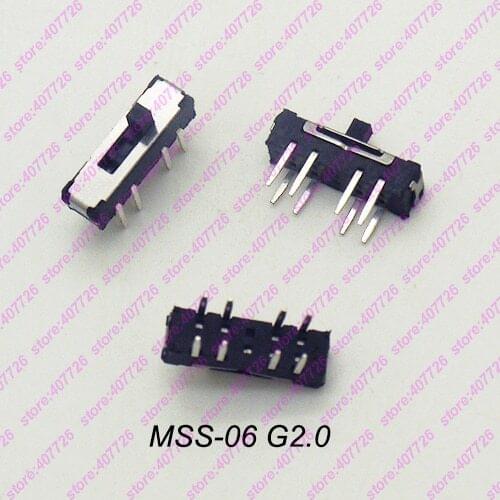 10PCS High Quality Interruptor Micro Slide Switch 8Pin 3Positons DIP PCB Mount Toggle Switch Handle MSS-06 G=2MM